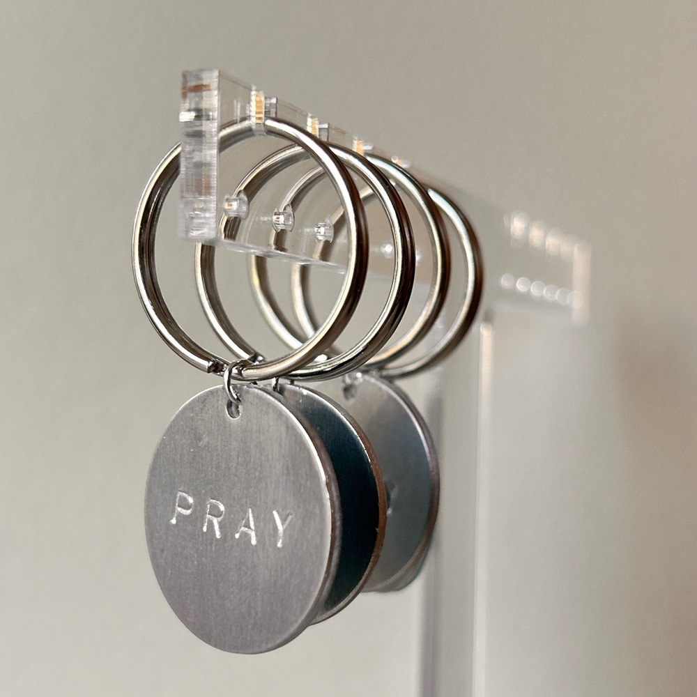 “PRAY” Metal Stamped Handmade Aluminum Keychain